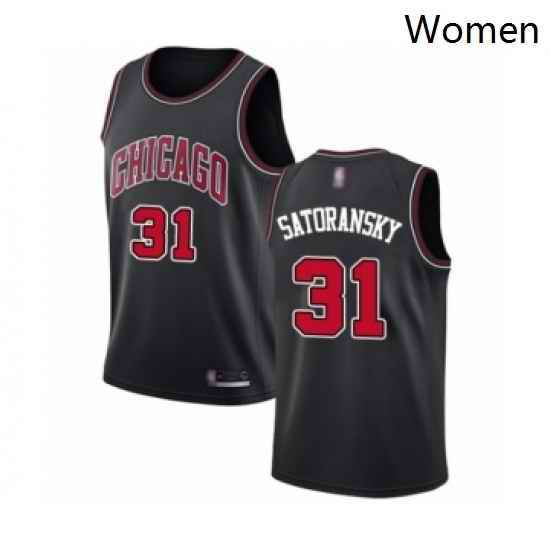 Womens Chicago Bulls 31 Tomas Satoransky Swingman Black Basketball Jersey Statement Edition
